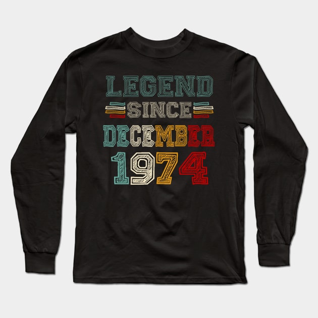 49 Years Old Legend Since December 1974 49th Birthday Long Sleeve T-Shirt by Red and Black Floral